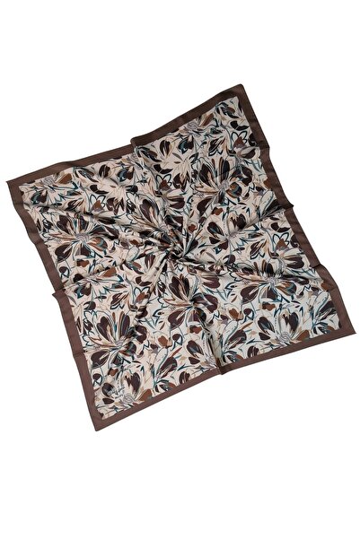 mim eşarp Vav Silk Γυναικείο Μικρο Τυλιγμένο Φουλάρι με λουλουδάτο σχέδιο