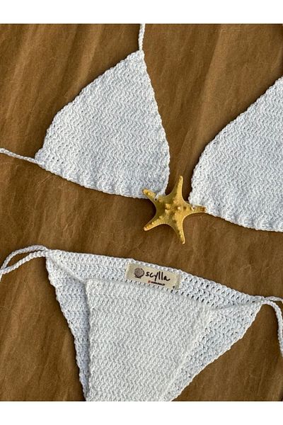 scyllastore Starla Handmade Natural Starfish Knitted Bikini Set