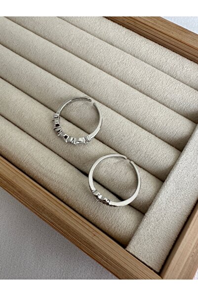 ringbox Silver Color 2-Piece Heart Minimal Series Ring Set