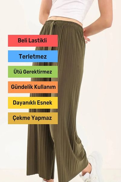 Por Favor New Season Wide Leg Comfortable Undershirt Sendy Pleated Pants with Elastic Waist