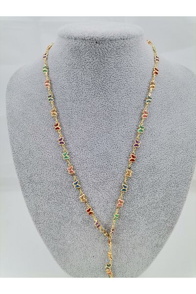 Hobimos Colorful Butterfly Y Necklace - Non-Tarnish Y Necklace