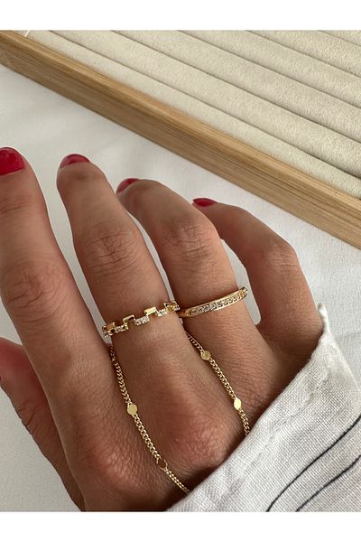 ringbox Gold 2 Row Minimal Series Ring Set