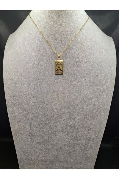 Han Ticarethane Gold Color Tarot Card Model Crab Zodiac Steel Necklace