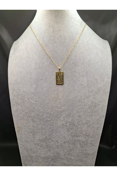 Han Ticarethane Gold Color Tarot Card Model Sagittarius Steel Necklace