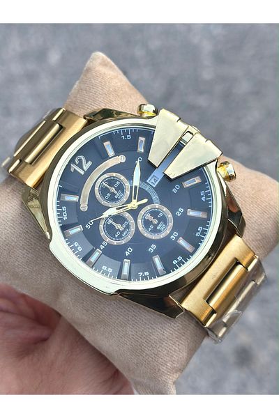 pierrose Gold Steel Cord Men's Wrist Watch