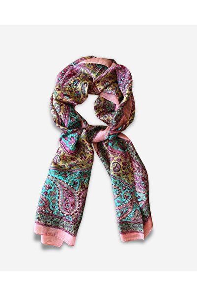 MODA Nûda - Indian Silk Gülhan Pattern Scarf Salmon