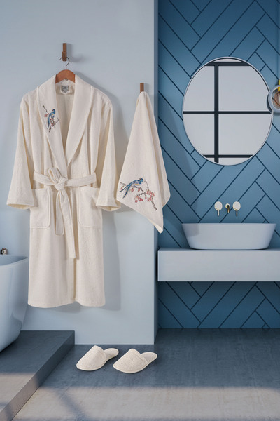 MARİBOR Romantic - Kadın Bambu Bornoz Serisi - 3 Parça