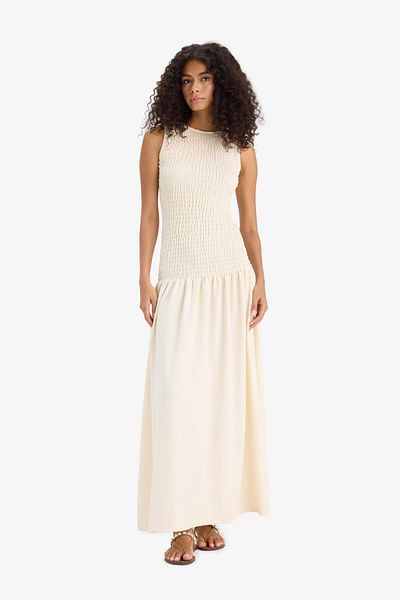 DeFacto Crew Neck Wrap Sleeveless Maxi Dress F7113Ax25Sm