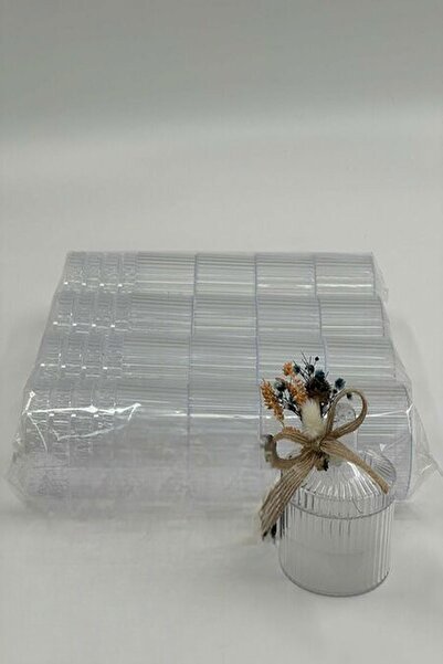 Massaltay Boş Mika Şekerlik Seti – 4’lü Şeffaf Kapaklı Kutular, Nikah ve Bebe...