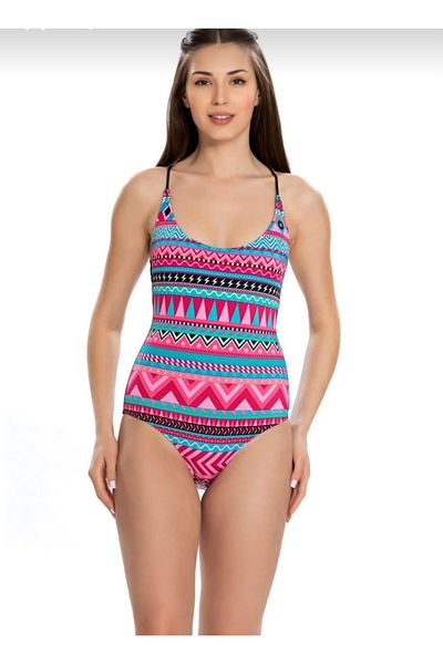 MODA Stylish Comfortable Swimsuit with Pink Wave Detail