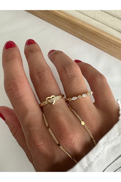 ringbox Gold 2-Piece Heart Minimal Series Ring Set