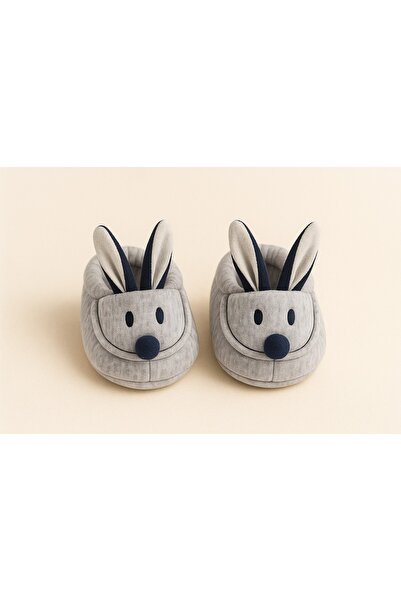BABYLY Peluş Tavşan Figürlü Bebek Patik - Gri