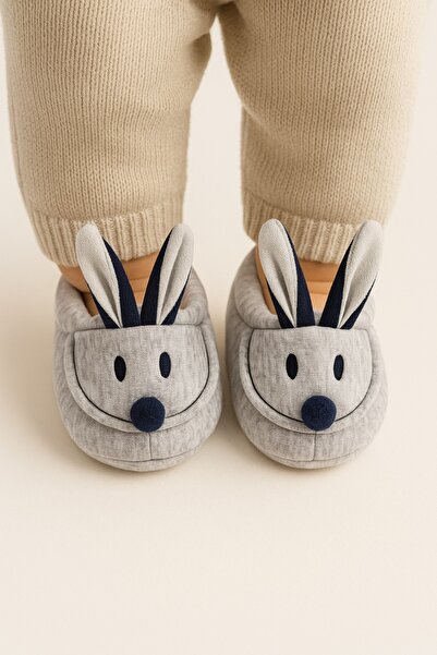 BABYLY Peluş Tavşan Figürlü Bebek Patik - Gri