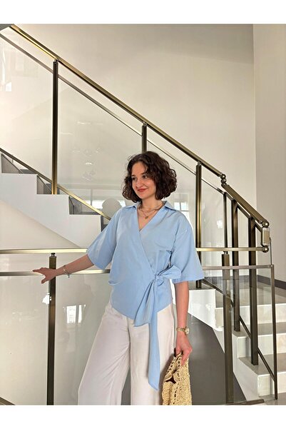 Sude Kızanlıklı διπλό πέτο Πουκάμισο με κοντό μανίκι με γιακά