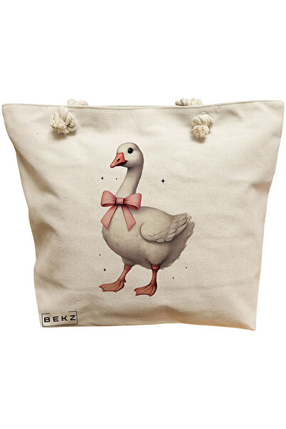 BEKZ Τσάντα Θαλάσσης, μοντέλο Silly Goose 8, 40x51 cm, Κρεμ, BEKZ®
