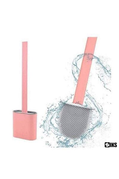 SIKS Perie de toaletă, flexibilă, silicon, cu suport din plastic, aspect modern, roz
