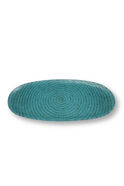 Generic Luxury turquoise serving plate with 3D glass design, made in Turkey (size: 20 cm * 40 cm * 5 mm) - for the elegance of your tables