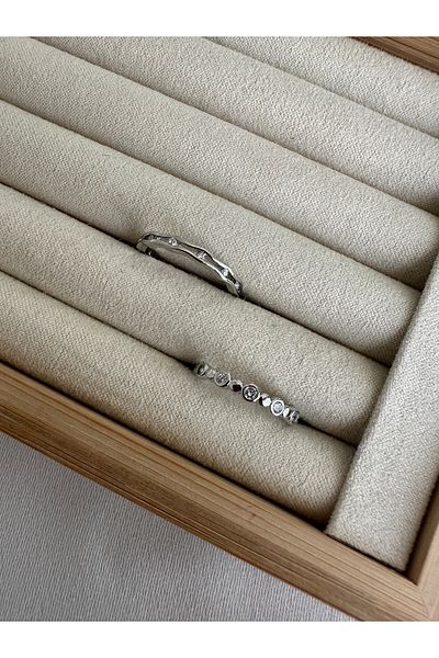 ringbox Silver Color 2-Piece Dot Minimal Series Ring Set
