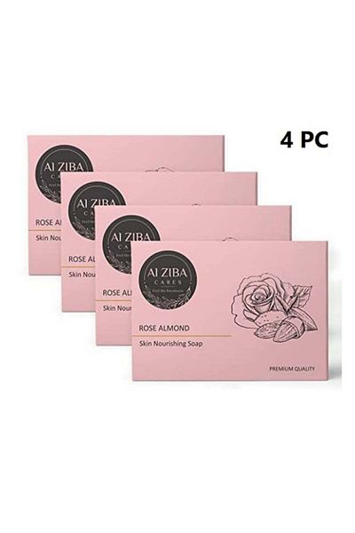 Alziba cares Alzeeba Cares Almond and Rose Soap for Skin Hydration - 100g - 4 Pieces