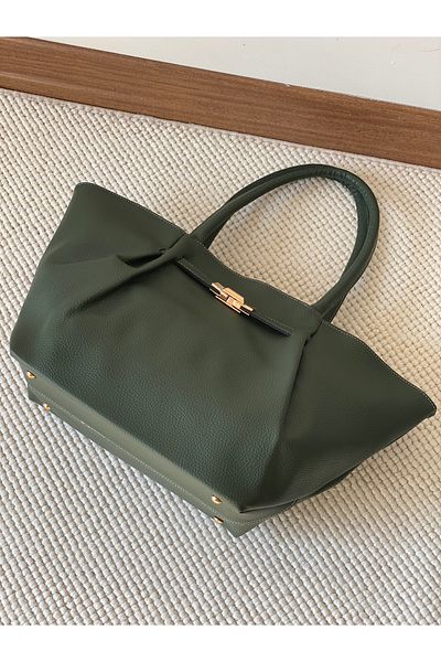 Bagzone Soft Leather with Lock Detail on the Front, Women's Shoulder Bag