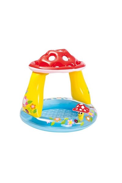 Intex Inflatable children's pool with UV protection roof, Mr Mushroom, Multicolor, 102x88 cm