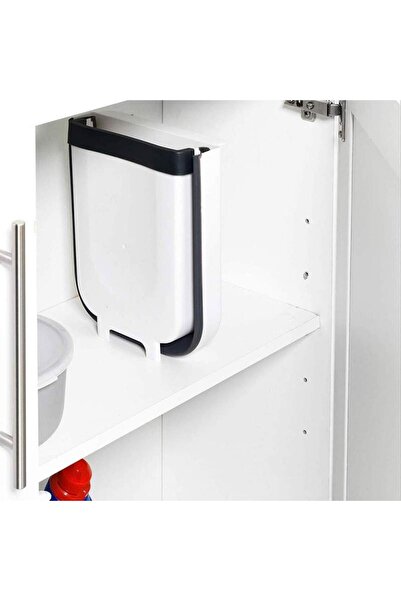 SIKS Hanging Trash Can, Foldable, For Cabinet Door, Black And White