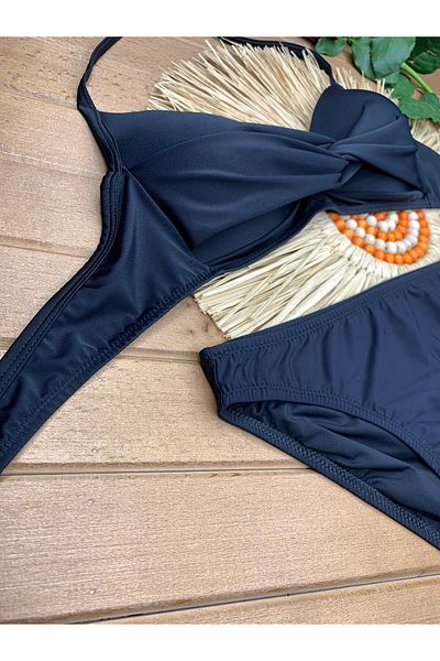 XORVİO Women's Lycra Flexible Halter Neck Stylish Quality Padded Black Bikini Suit