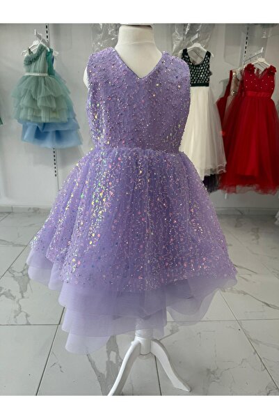 BONİTA PULLU BONCUKLU KABARIK GRENLİ KIZ ÇOCUK ABİYE ELBİSE