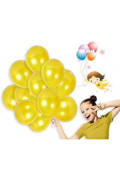 Jiasha Set of 100 JIASHA party balloons, latex, yellow, 30 cm