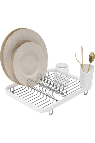STOREMAX Jvnnastore Sinkin Metal Dish Rack with Removable Cutlery Basket – to Sink or Cha
