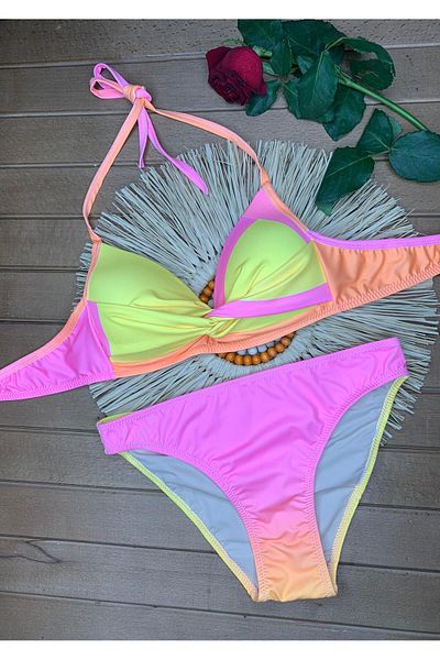 XORVİO Women's Lycra Flexible Halter Neck Stylish Quality Colorful Padded Bikini Suit