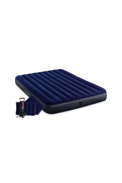 Intex Set Inflatable Mattress Intex for Camping, 2 Persons, Manual Pump, 2 Pillows, 200 x 150 x 25 cm
