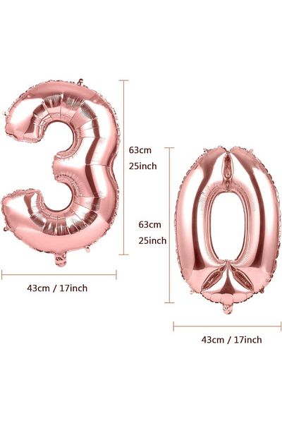 GWHOLE Set of 2 balloons for 30th anniversary Gwhole, foil, rose, 43 x 63 cm