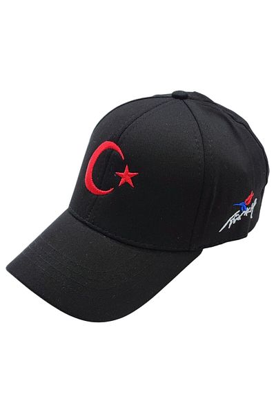 AXE SPORTSWEAR Children's Adjustable Back Velcro Turkey Turkish Flag Moon and Star Embroidered Baseball Cap