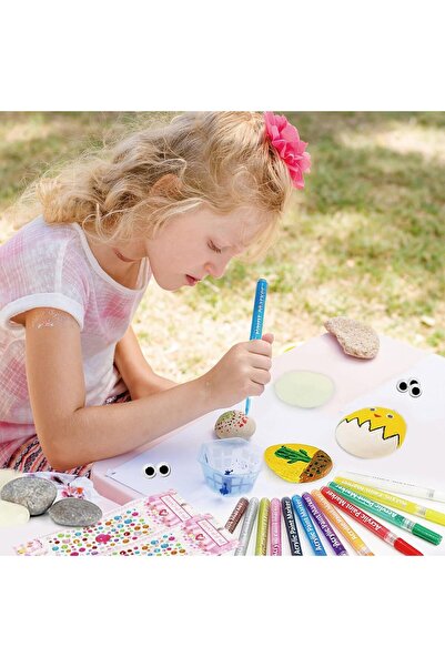 3D Workshop Комплект от 12 камъка за рисуване Wit & Work, черни, 6-8 см