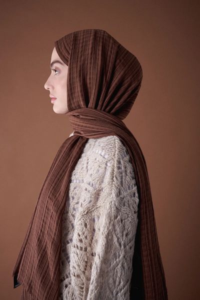 Modakaşmir Misto Cotton Series Shawl - Chocolate Brown