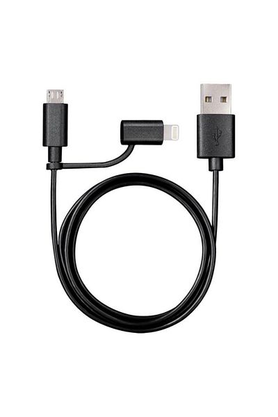 Gembird Cablu de alimentare și date 2 în 1 - USB A la MicroUSB + Lightning pentru iPhone - 1 metru - Negru (Încărcare rapidă)