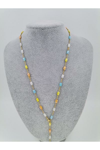 Hobimos Stoned Y Necklace - Non-Tarnish Y Necklace
