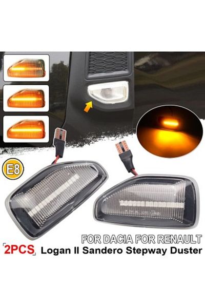 Dacia Set de 2 semnalizatoare dinamice LED pe aripi cu sticlă transparentă pentru Dacia Duster 2, Logan 2, Sandero 2