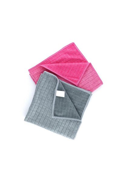 Silver Microfiber 2 Pieces Glitter Checkered Scrubbing Cloth 40X40 cm