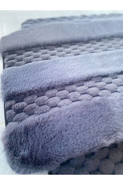 FeelHome Serante Rabbit Hair, Αντιολισθητική Βάση, Αφράτη, Μαλακή, Πλένεται Χαλάκι Μπάνιου 2 τεμαχίων Anthracite