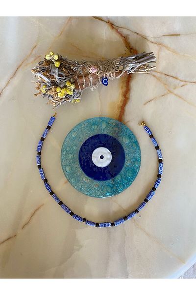 marsel aksesuar Purple Colored Design Necklace