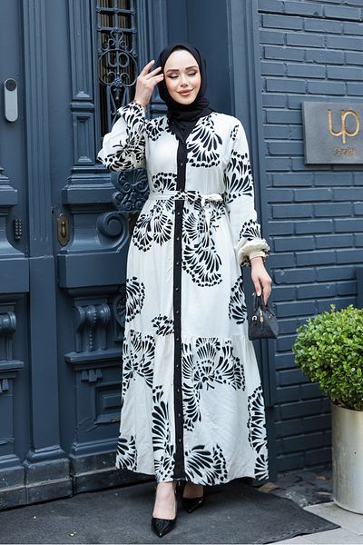 N.S NEVA STYLE Patterned Black Hijab Dress 239201S