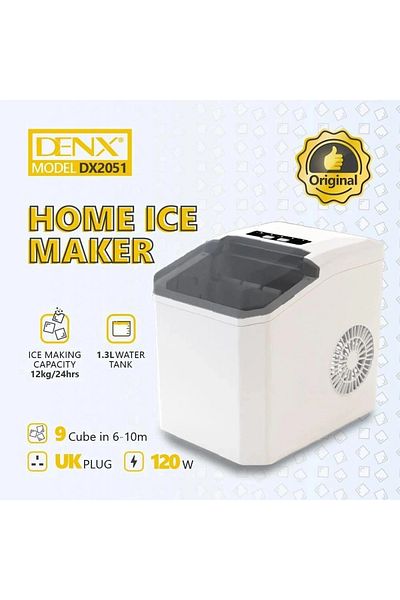 Denx Ice Maker | DX2051 ​​Smart Ice Maker 110W 1.3L Capacity 12kg Ice Production Capacity