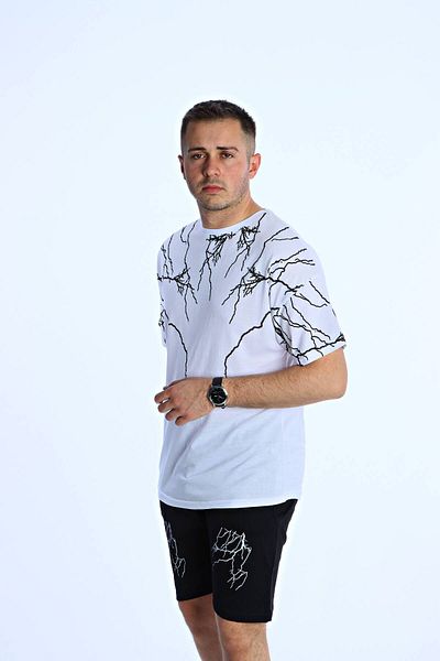 eg38 Lightning Printed Shorts Set White