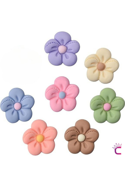 Cinderella 7'li Soft Renkli Çiçekli Terlik Süsü Seti Jibbitz - Cross Terlik Süsleri Crocks Charm Takı Aksesuar