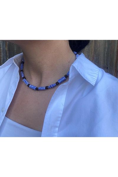 marsel aksesuar Purple Colored Design Necklace