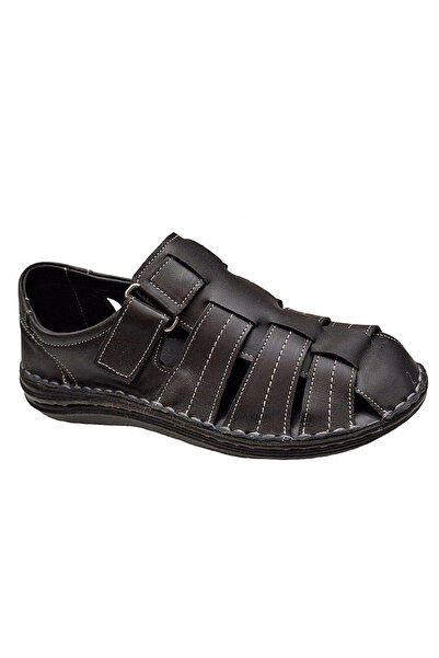 Ciucaleti Men's casual sandals made of genuine leather, Black GKR73N - Size 45