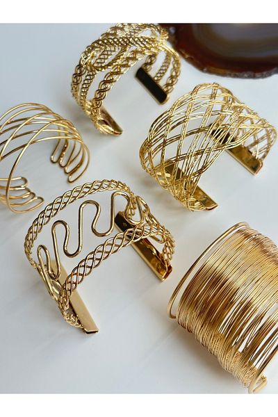 YOUES JEWELRY Thick Handcuff Bracelet Adjustable Wristband Unisex Gold Women's Handcuffs