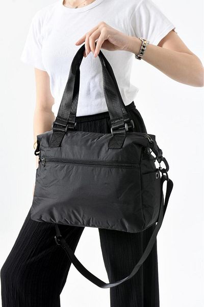 Baginn Geantă de umăr pentru femei din țesătură parașută Geantă de umăr cu curele încrucișate 30*25 cm 6 față 2 laterale 1 buzunar spate